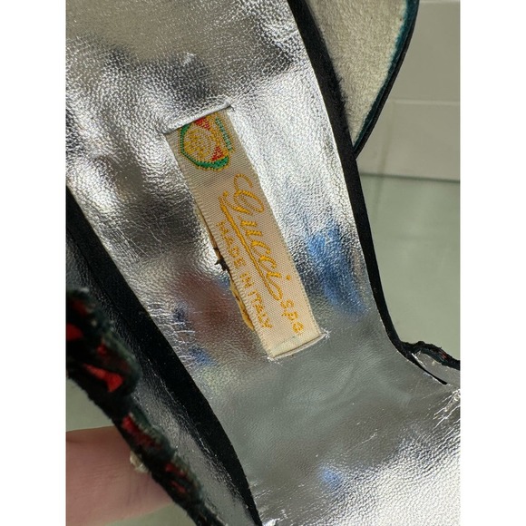 Vintage Gucci Heels Size 7.5 Women’s Red and Black Made In Italy 80s Pumps - Picture 9 of 14